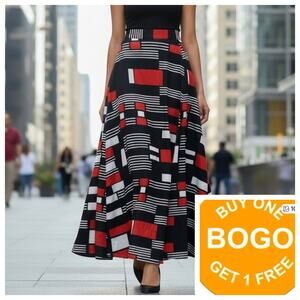 Mix Nouveau NY Maxi Skirt Bold artsy - red black white size small